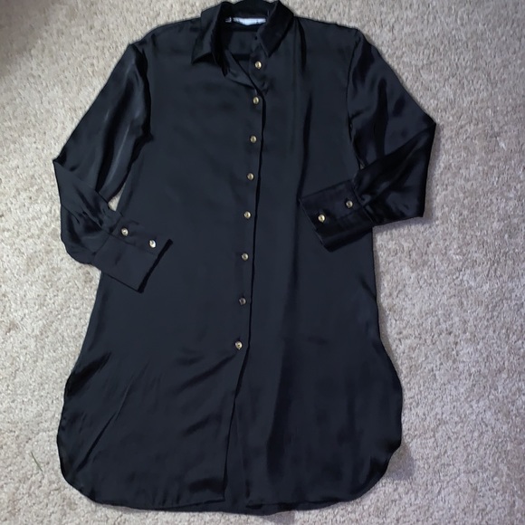 ZARA Satin Effect Button Down‎ Dress - Blouse - Picture 9 of 13